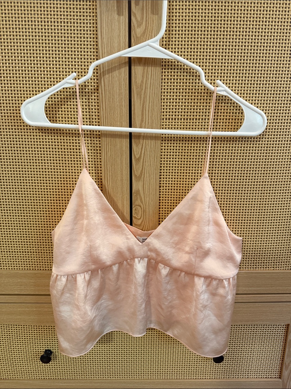 Little Moon Peach Satin Crop Cami Top
